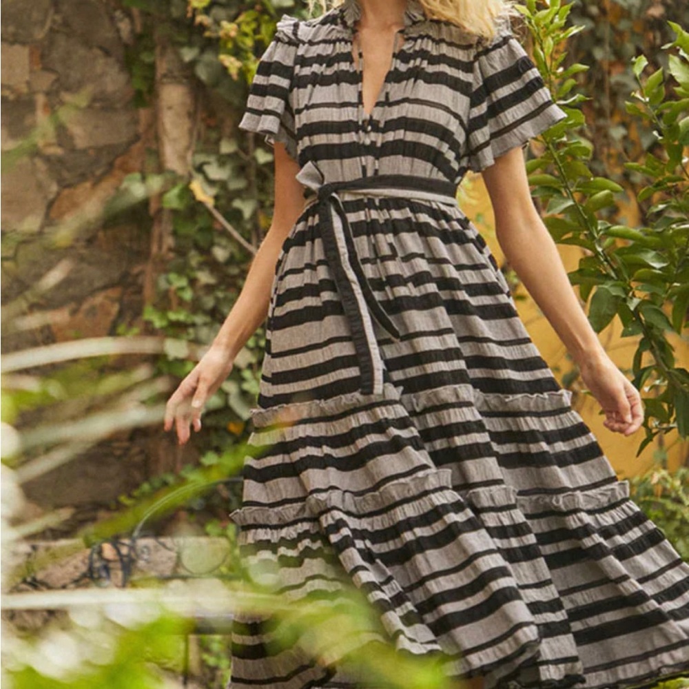 Hunter Bell NYC Matthews Dress Black Stripe - Picture 1 of 9